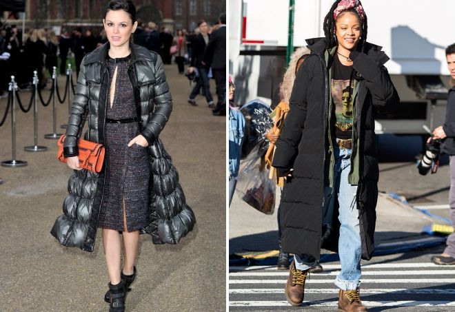 Длинный черный пуховик Длинный черный пуховик