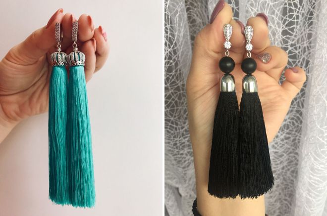 длинные серьги кисточки длинные серьги кисточки