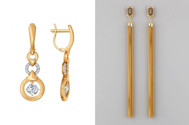 длинные серьги из золота длинные серьги из золота