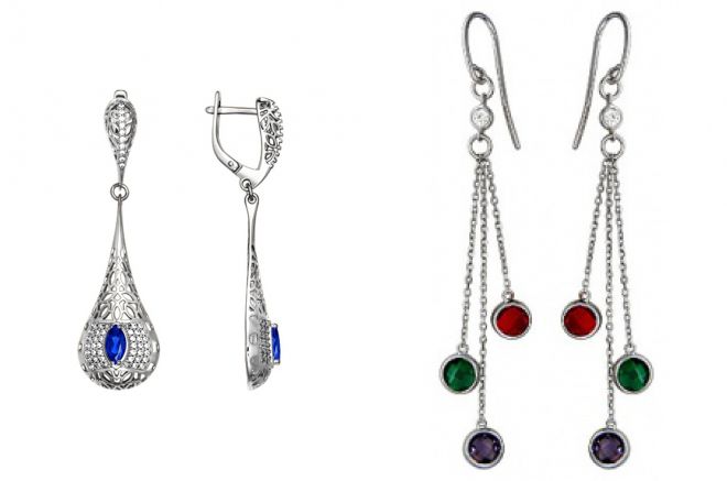 длинные серьги из серебра длинные серьги из серебра