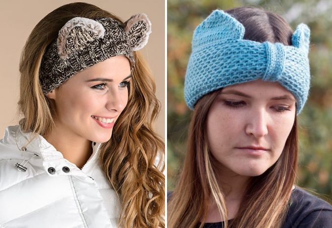 вязаные повязки с ушками вязаные повязки с ушками