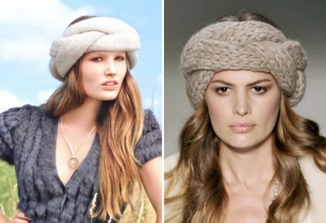 объемная вязаная повязка на голову объемная вязаная повязка на голову