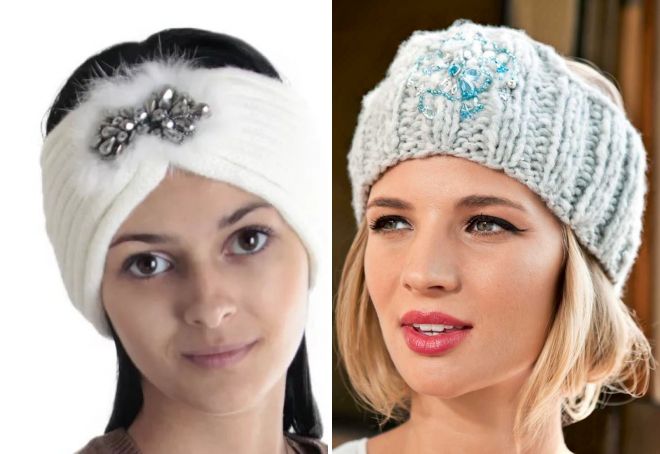 вязаные повязки на голову со стразами вязаные повязки на голову со стразами