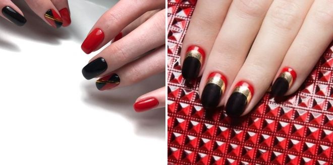 черный маникюр с красным и золотым черный маникюр с красным и золотым