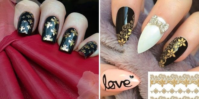 красивый черный маникюр с золотом красивый черный маникюр с золотом