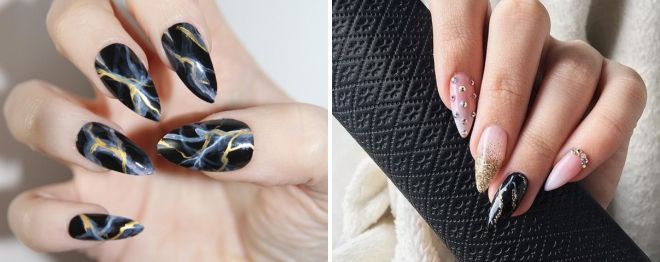 черный маникюр с золотым рисунком черный маникюр с золотым рисунком