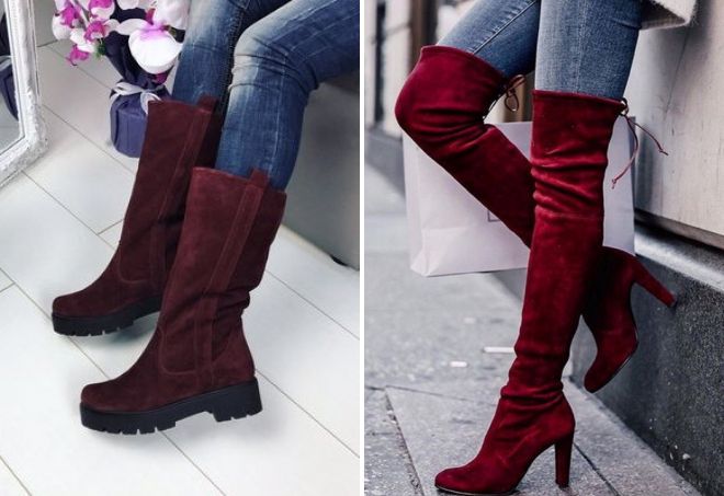 замшевые сапоги бордового цвета замшевые сапоги бордового цвета