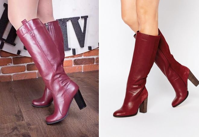бордовые кожаные сапоги бордовые кожаные сапоги