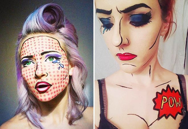 макияж поп арт на хэллоуин