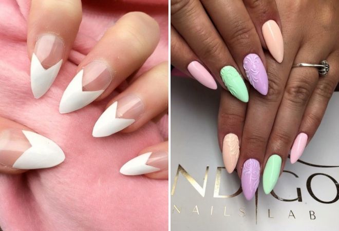 модный маникюр на острые ногти
