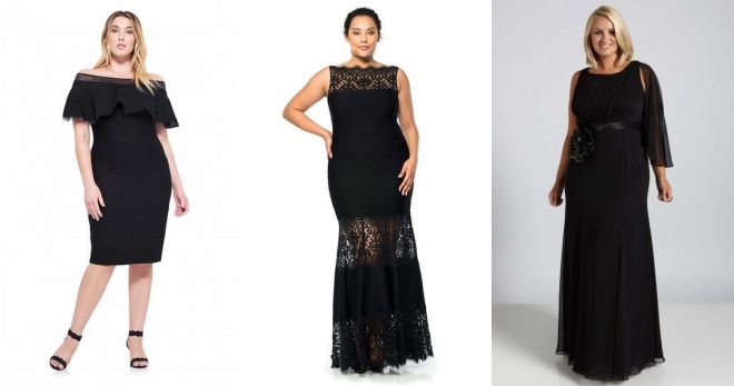 Модные вечерние платья 2019 для полных женщин черное Модные вечерние платья 2019 для полных женщин черное