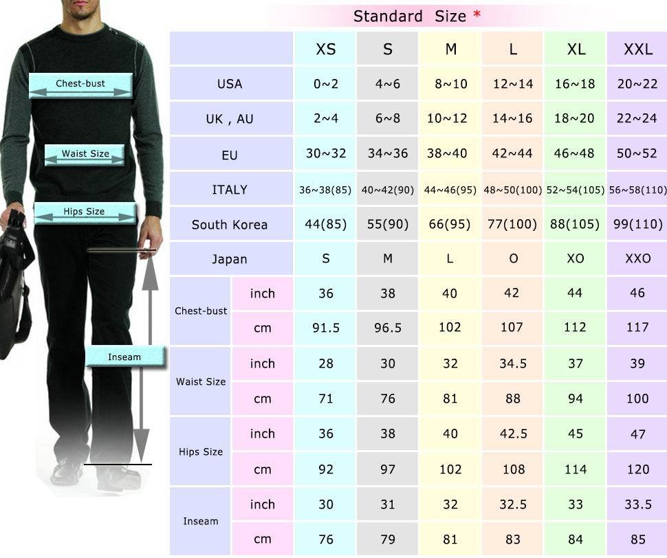 Размеры мужской одежды
